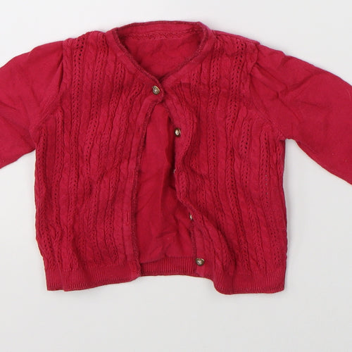 Preworn Girls Pink   Cardigan Jumper Size 6-9 Months