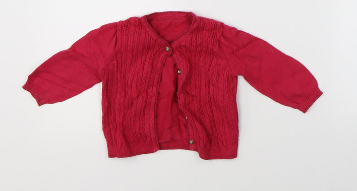 Preworn Girls Pink   Cardigan Jumper Size 6-9 Months