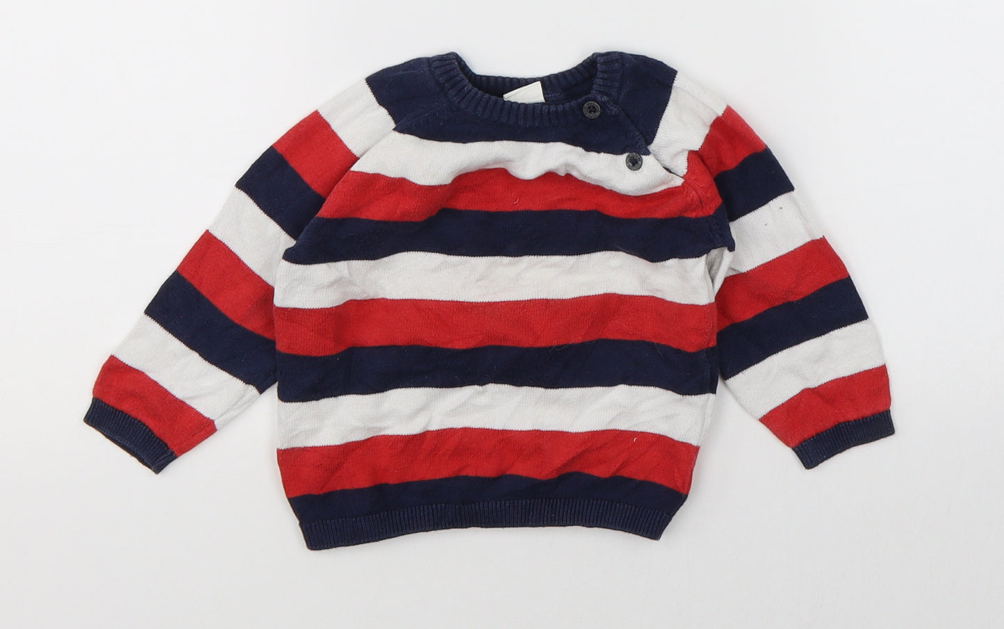 H&M Boys Multicoloured Striped  Pullover Jumper Size 12-18 Months