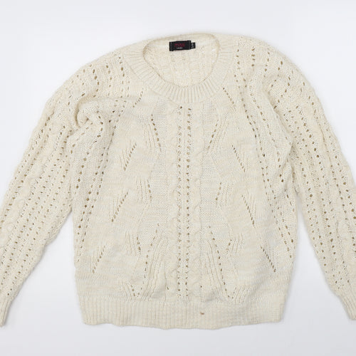 Missi Womens Beige  Knit Pullover Jumper Size M