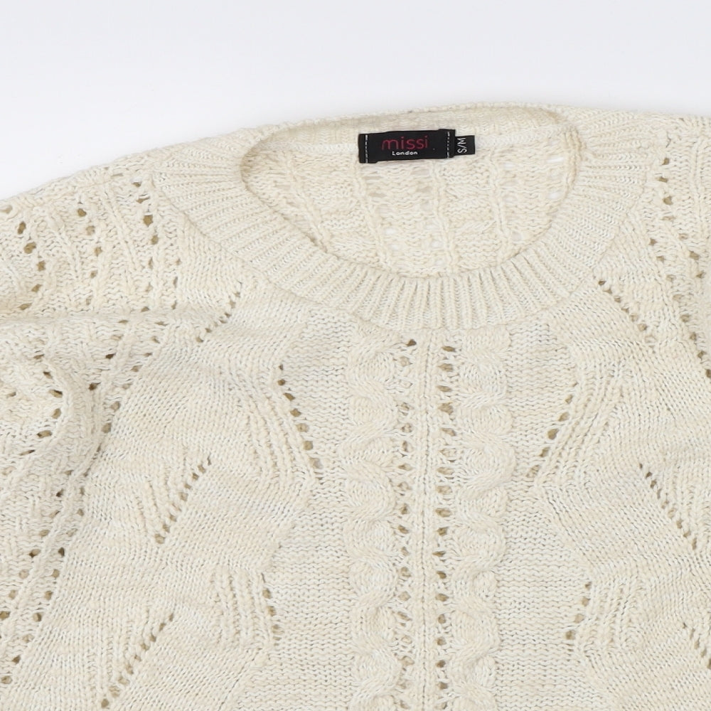 Missi Womens Beige  Knit Pullover Jumper Size M