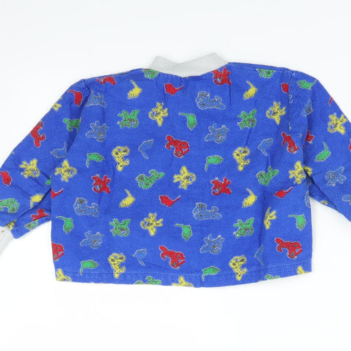 JBJ Baby Blue Polka Dot  Basic Button-Up Size 12 Months  - Animals