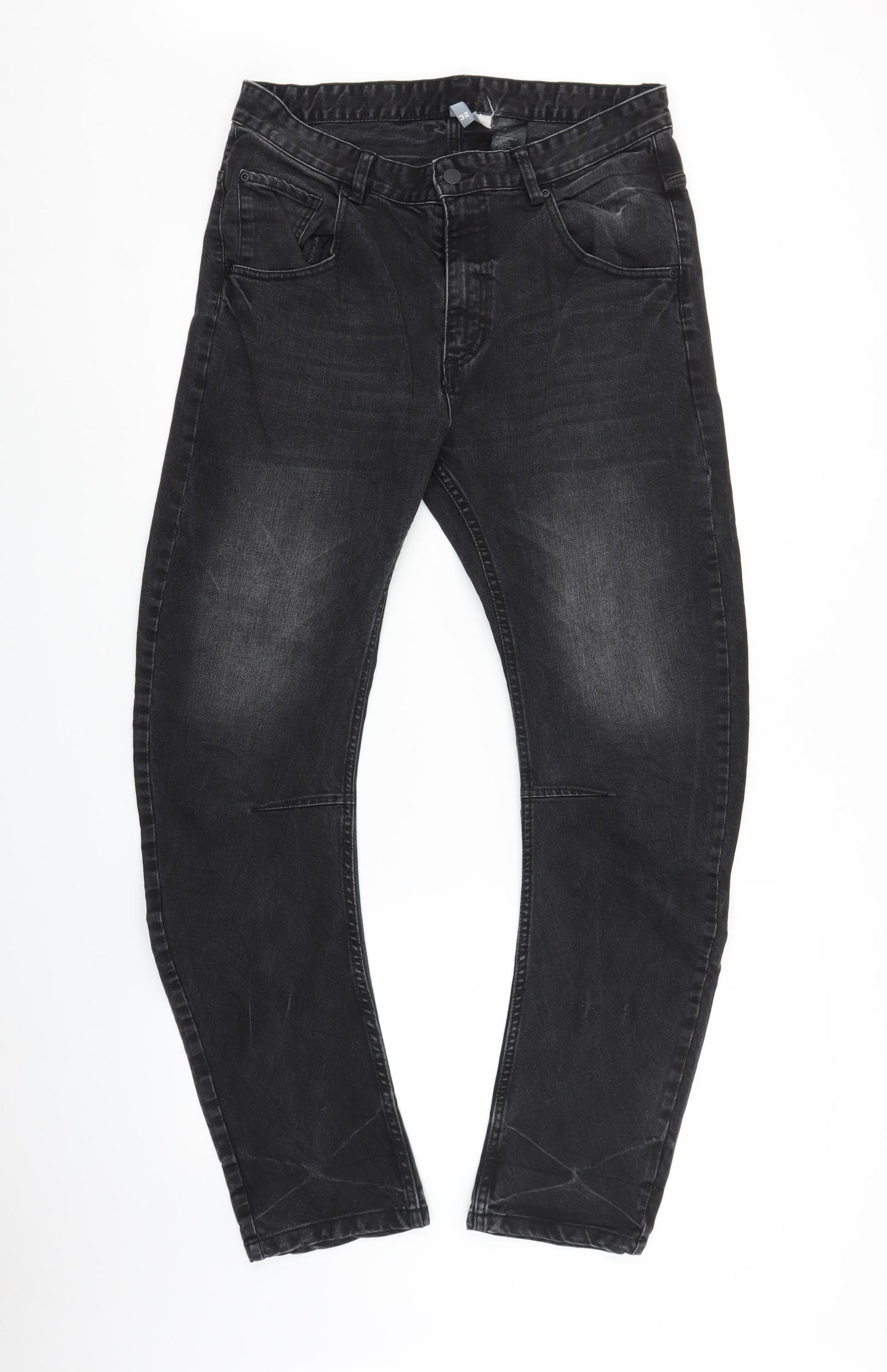 H&M Mens Black  Denim Tapered Jeans Size 32 in L28 in
