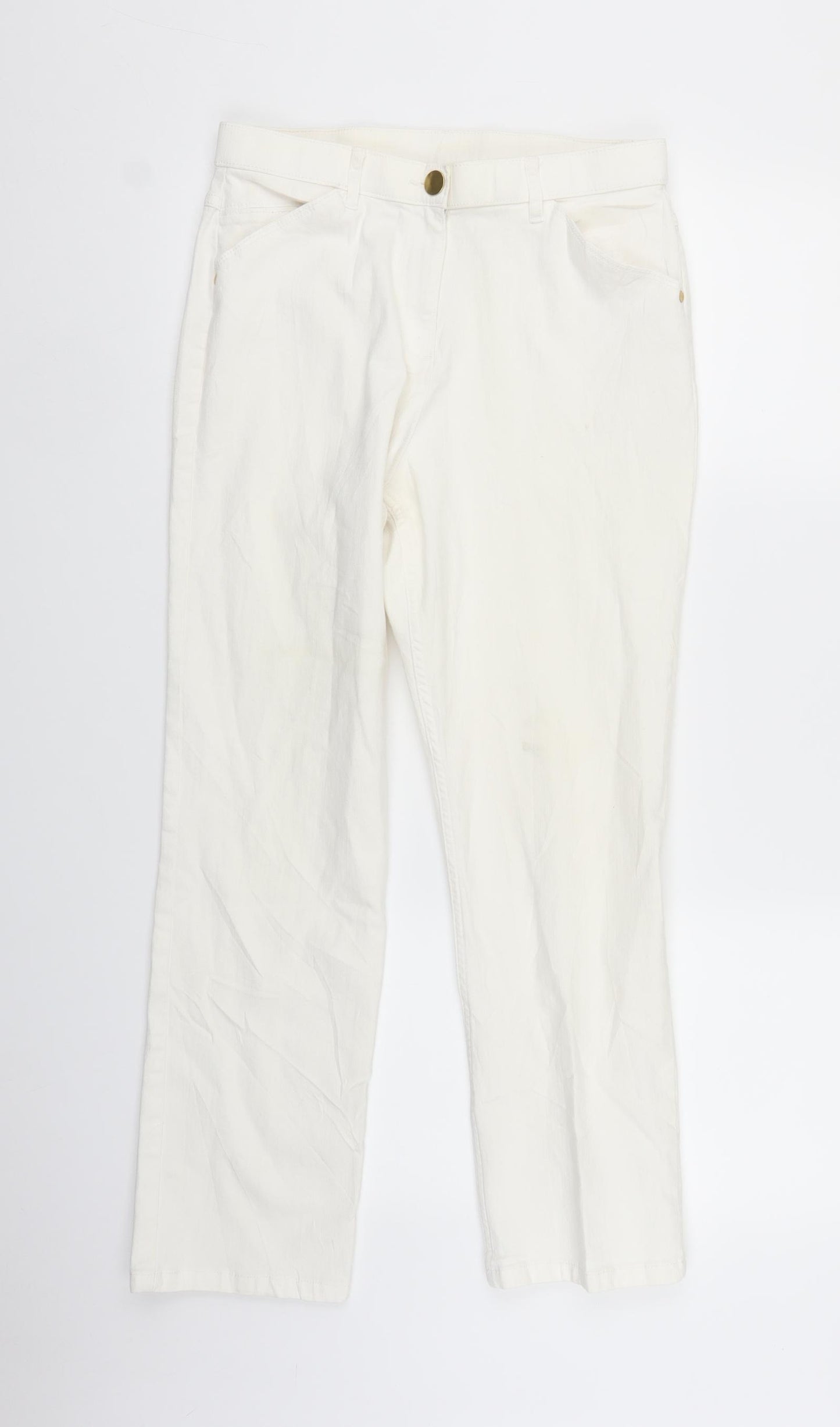 Marks and Spencer Womens White  Denim Straight Jeans Size 10 L26 in