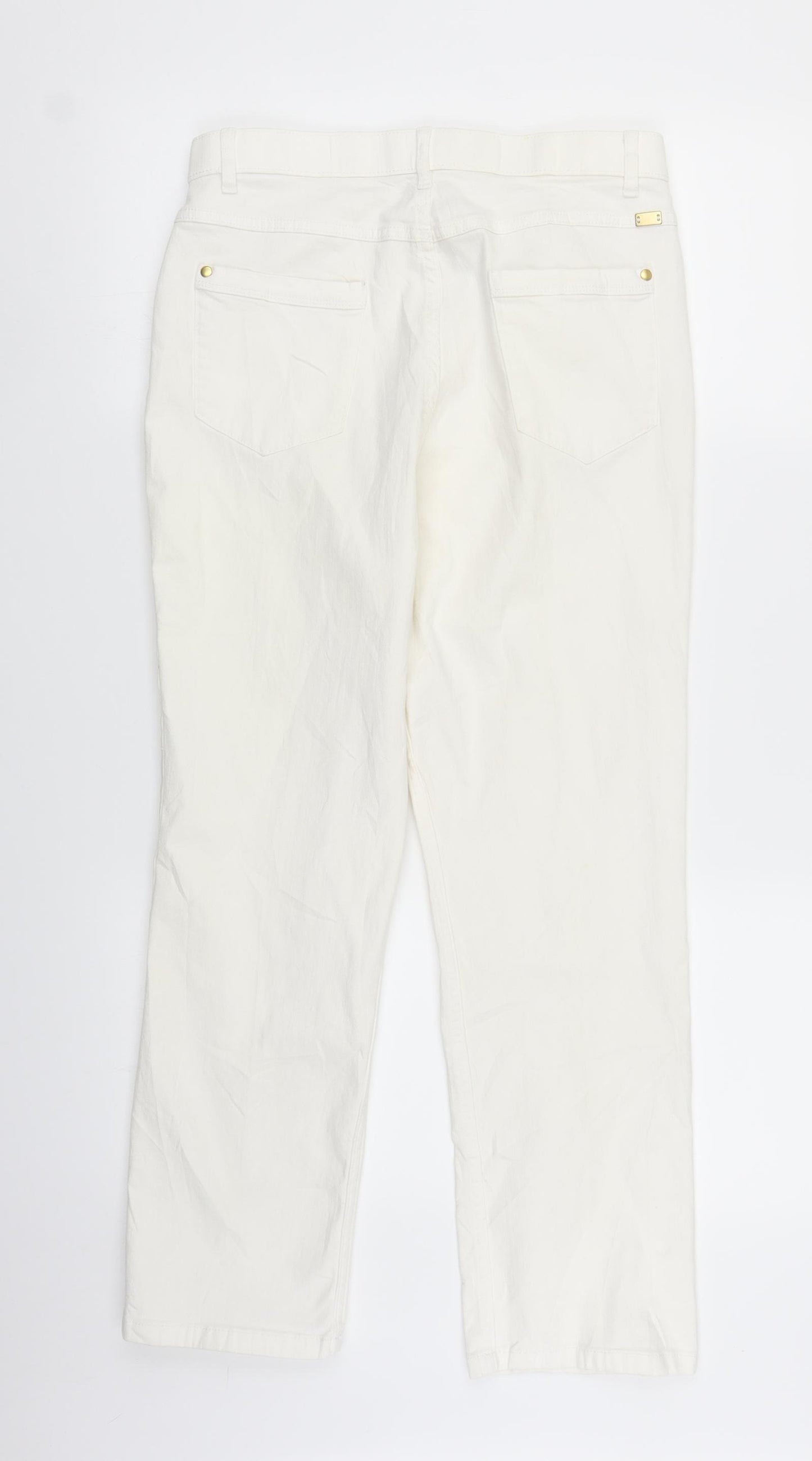 Marks and Spencer Womens White  Denim Straight Jeans Size 10 L26 in