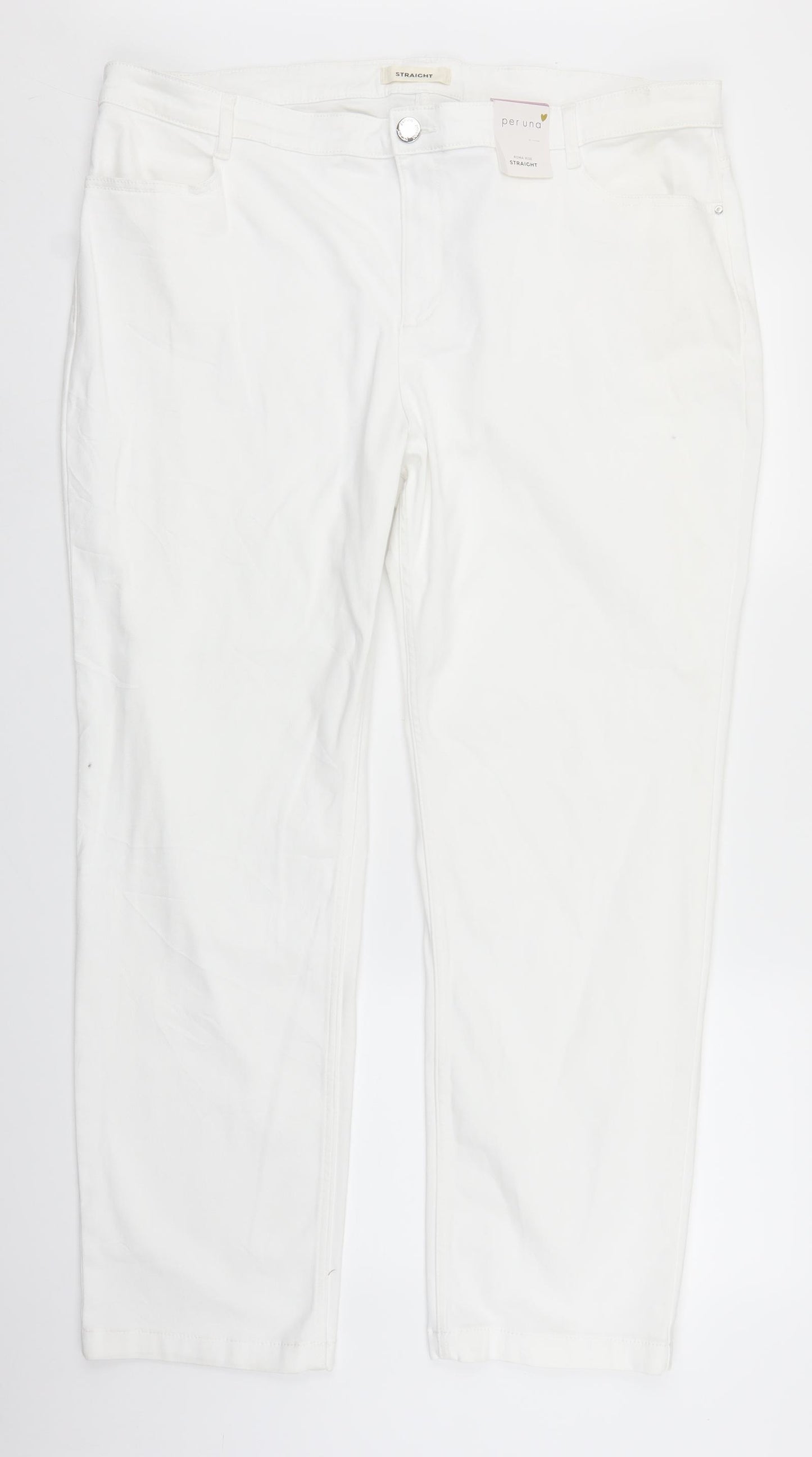 Marks and Spencer Womens White  Denim Straight Jeans Size 22 L28 in