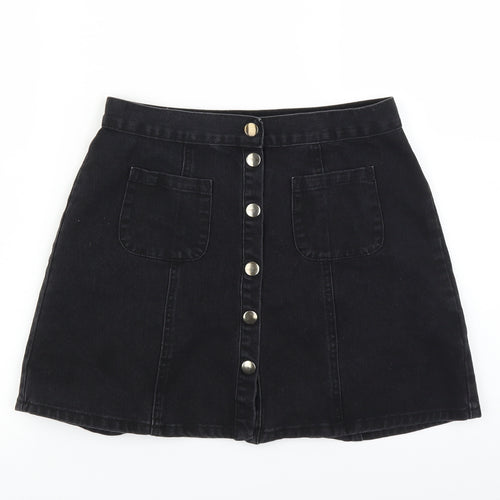 Cooperative Womens Black  Denim A-Line Skirt Size S