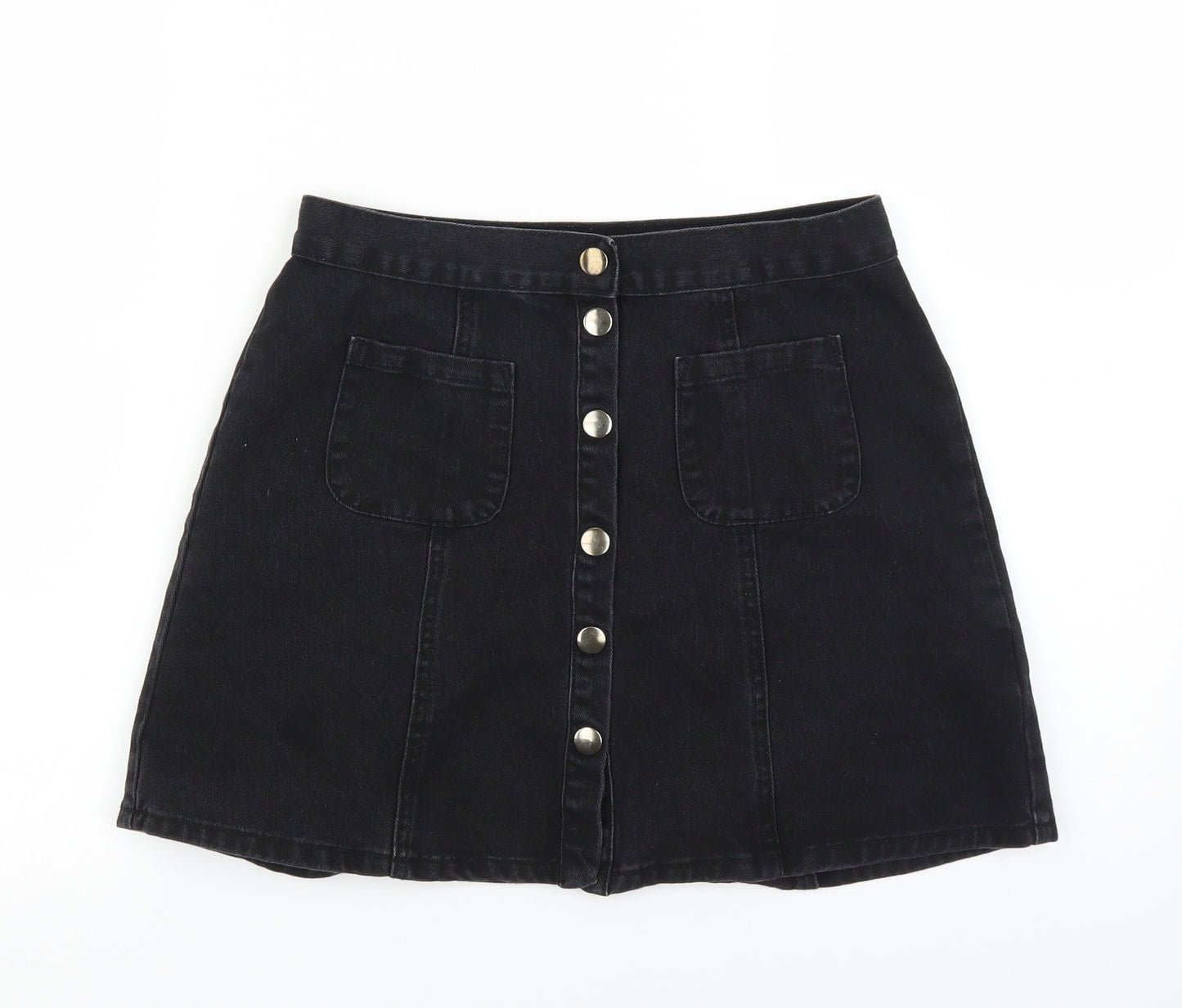 Cooperative Womens Black  Denim A-Line Skirt Size S