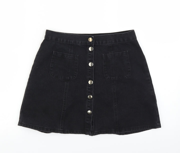 Cooperative Womens Black  Denim A-Line Skirt Size S