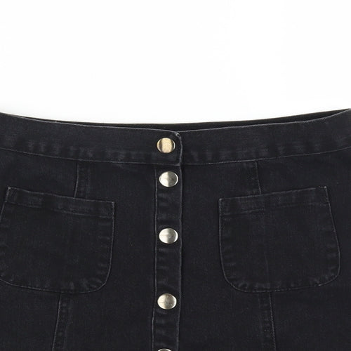 Cooperative Womens Black  Denim A-Line Skirt Size S