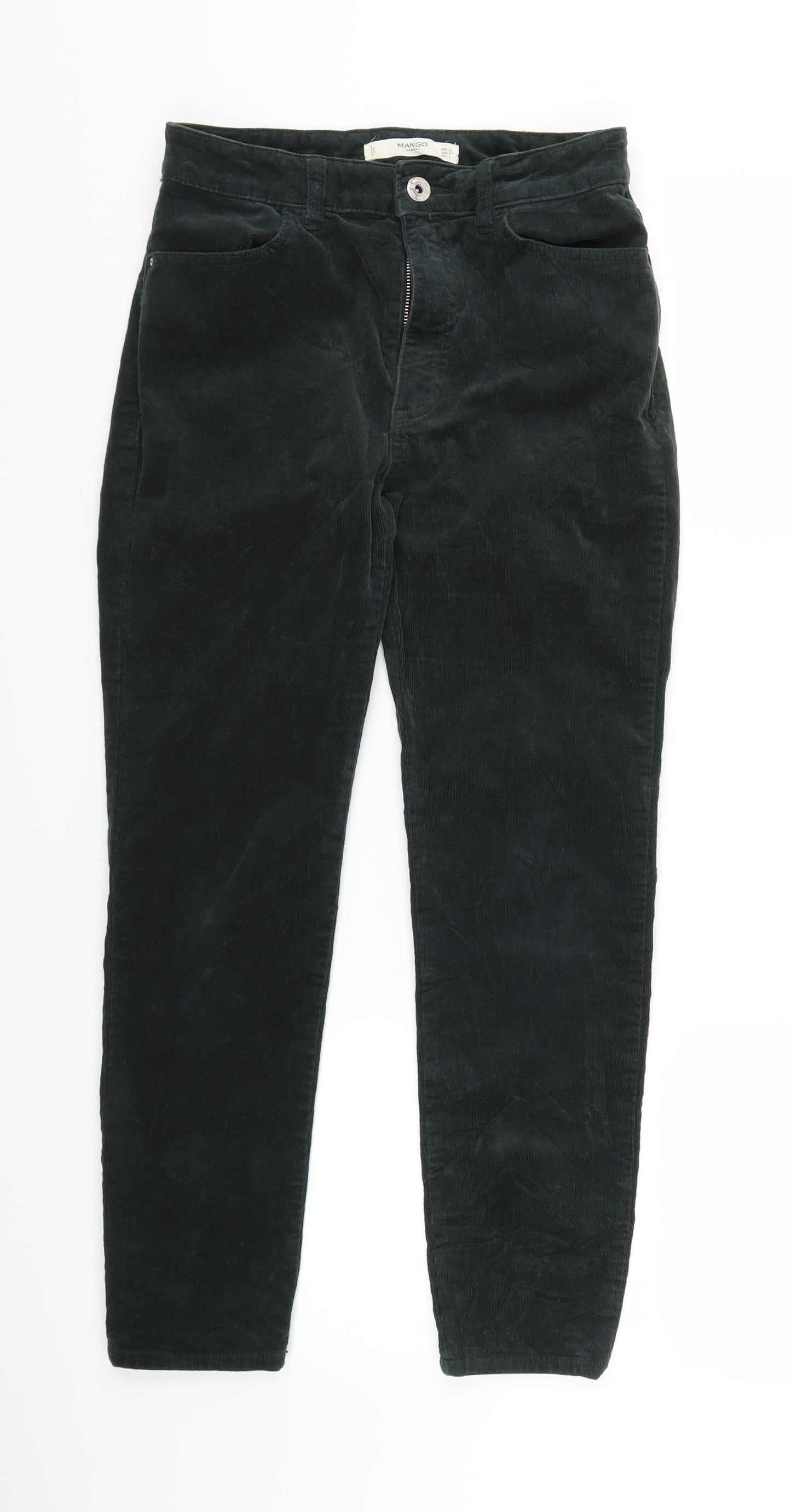Mango Womens Green  Corduroy Straight Jeans Size 8 L25 in