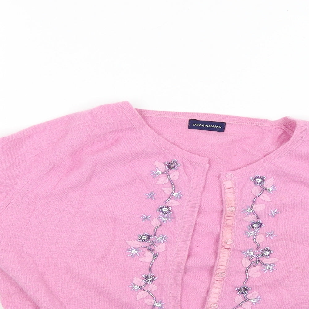 Debinhams Womens Pink Floral  Cardigan Jumper Size 12