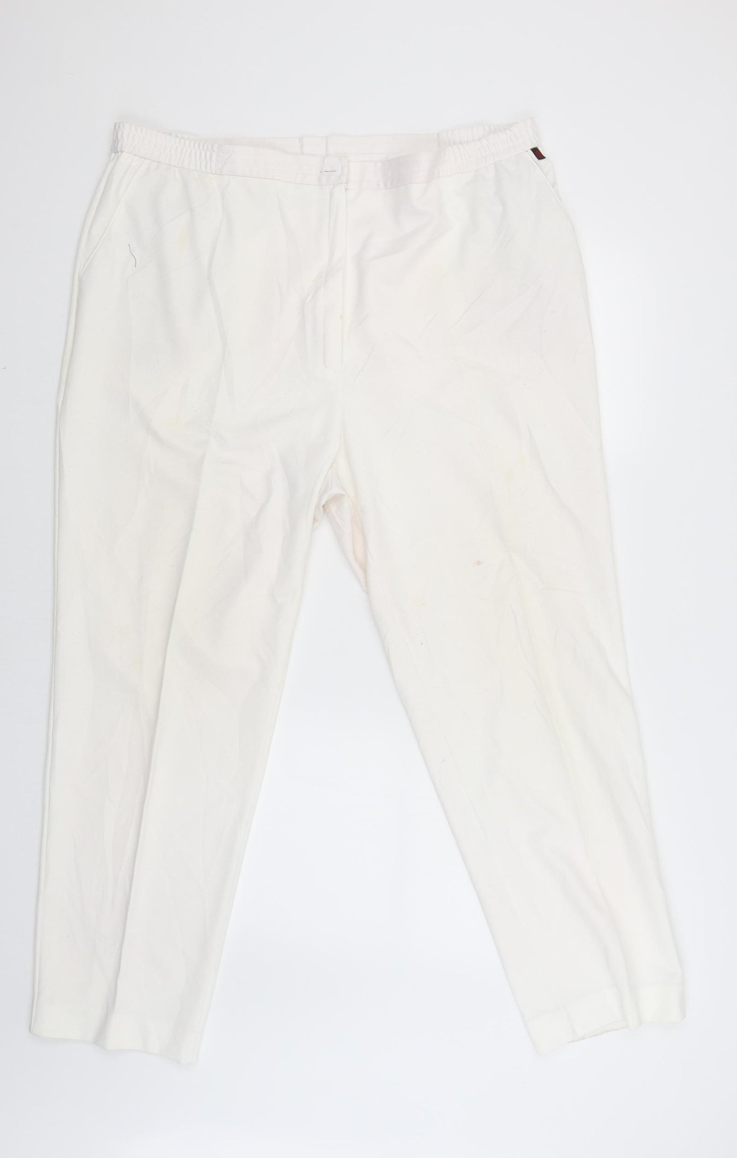 Karella Womens White   Capri Trousers Size 24 L28 in