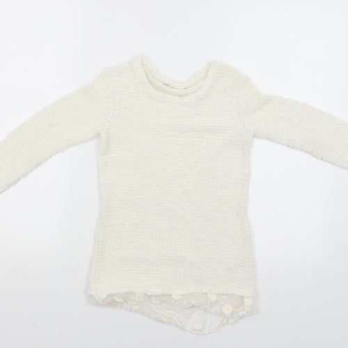 George Girls White   Pullover Jumper Size 7-8 Years