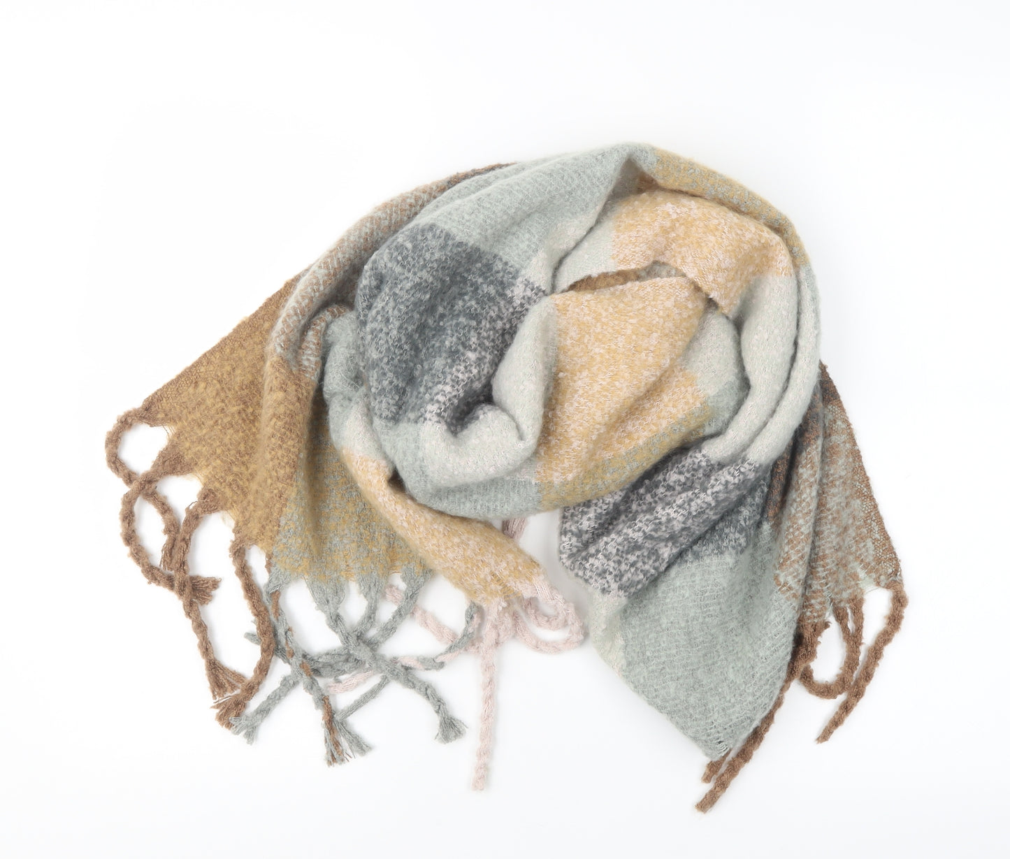 Preworn Womens Grey Check Knit  Scarf