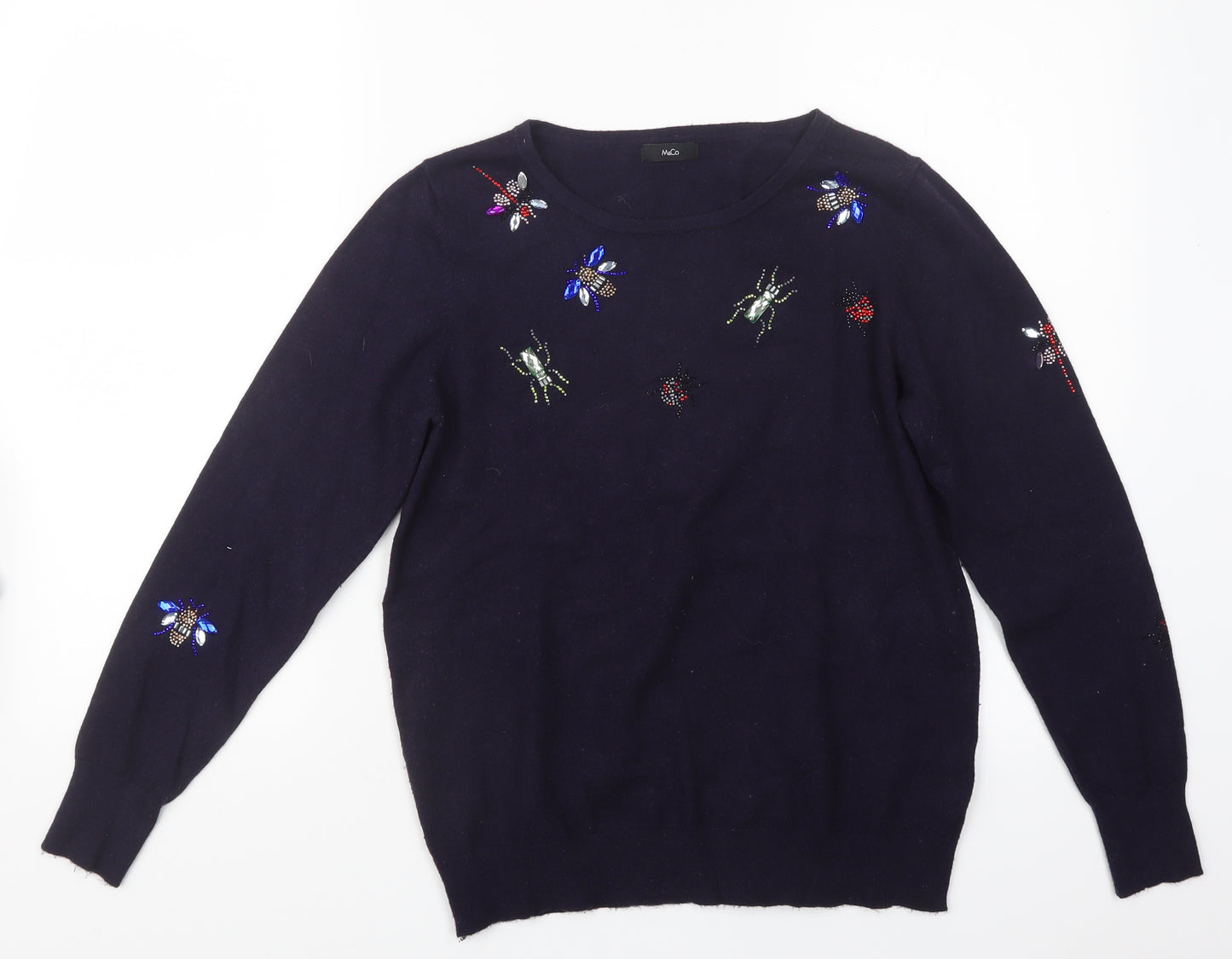 M&Co Womens Blue  Knit Pullover Jumper Size 14