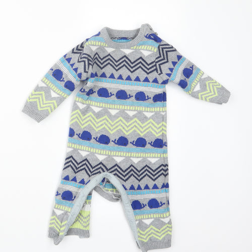 Marks and Spencer Boys Grey Batik Knit Coverall Outfit/Set Size 9-12 Months