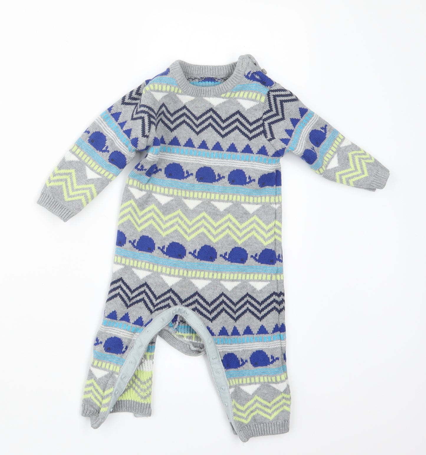 Marks and Spencer Boys Grey Batik Knit Coverall Outfit/Set Size 9-12 Months