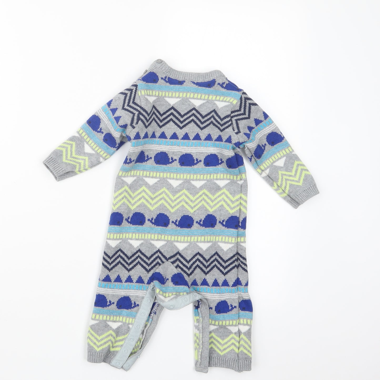 Marks and Spencer Boys Grey Batik Knit Coverall Outfit/Set Size 9-12 Months