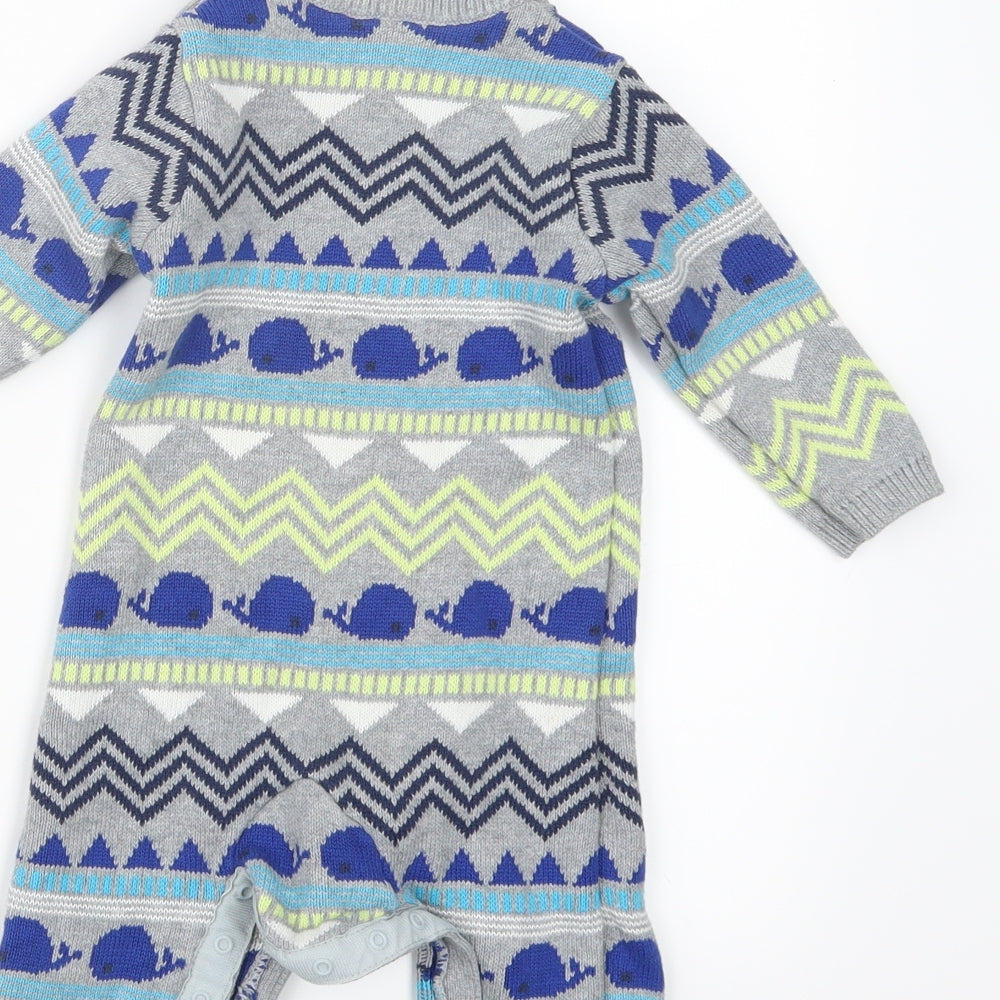 Marks and Spencer Boys Grey Batik Knit Coverall Outfit/Set Size 9-12 Months