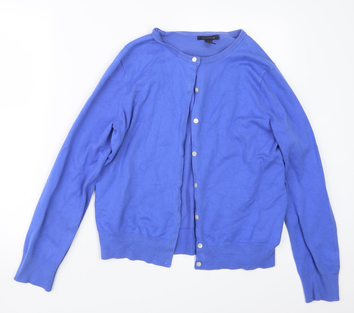 Lands' End Womens Blue  Knit Cardigan Jumper Size M
