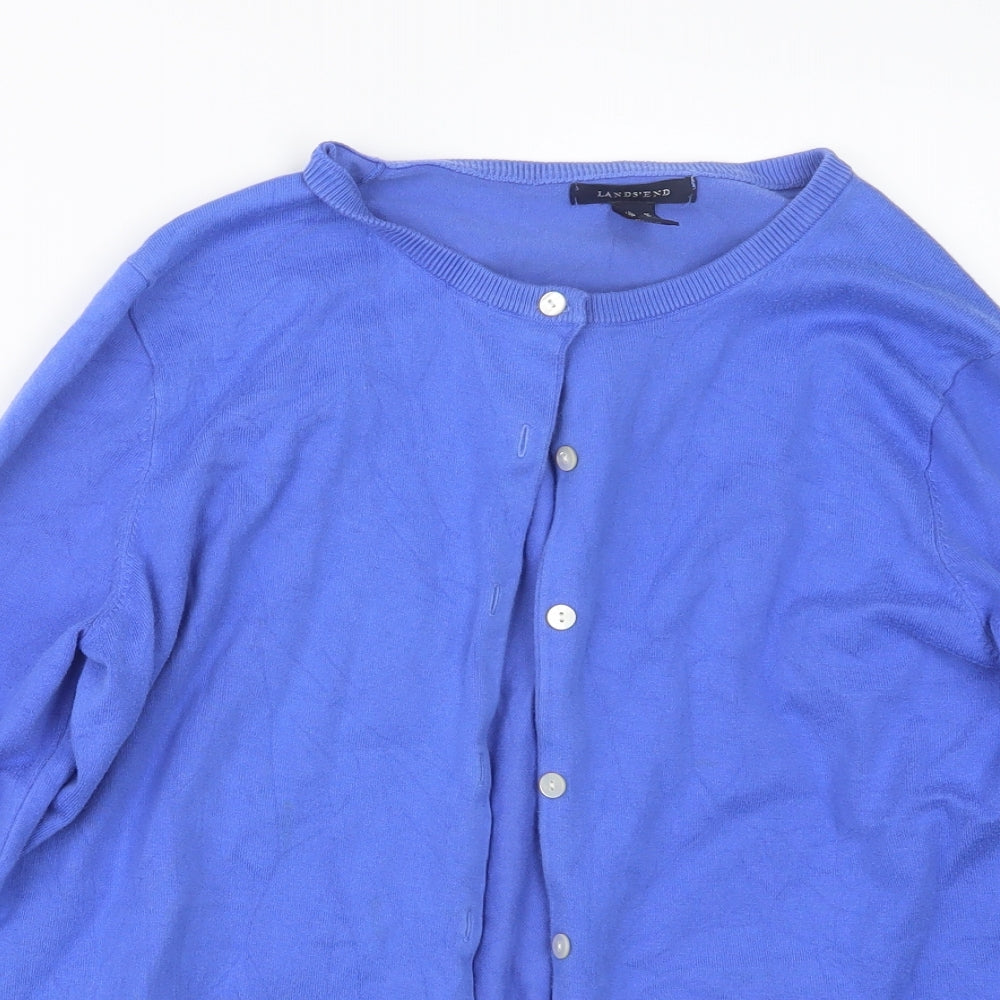 Lands' End Womens Blue  Knit Cardigan Jumper Size M