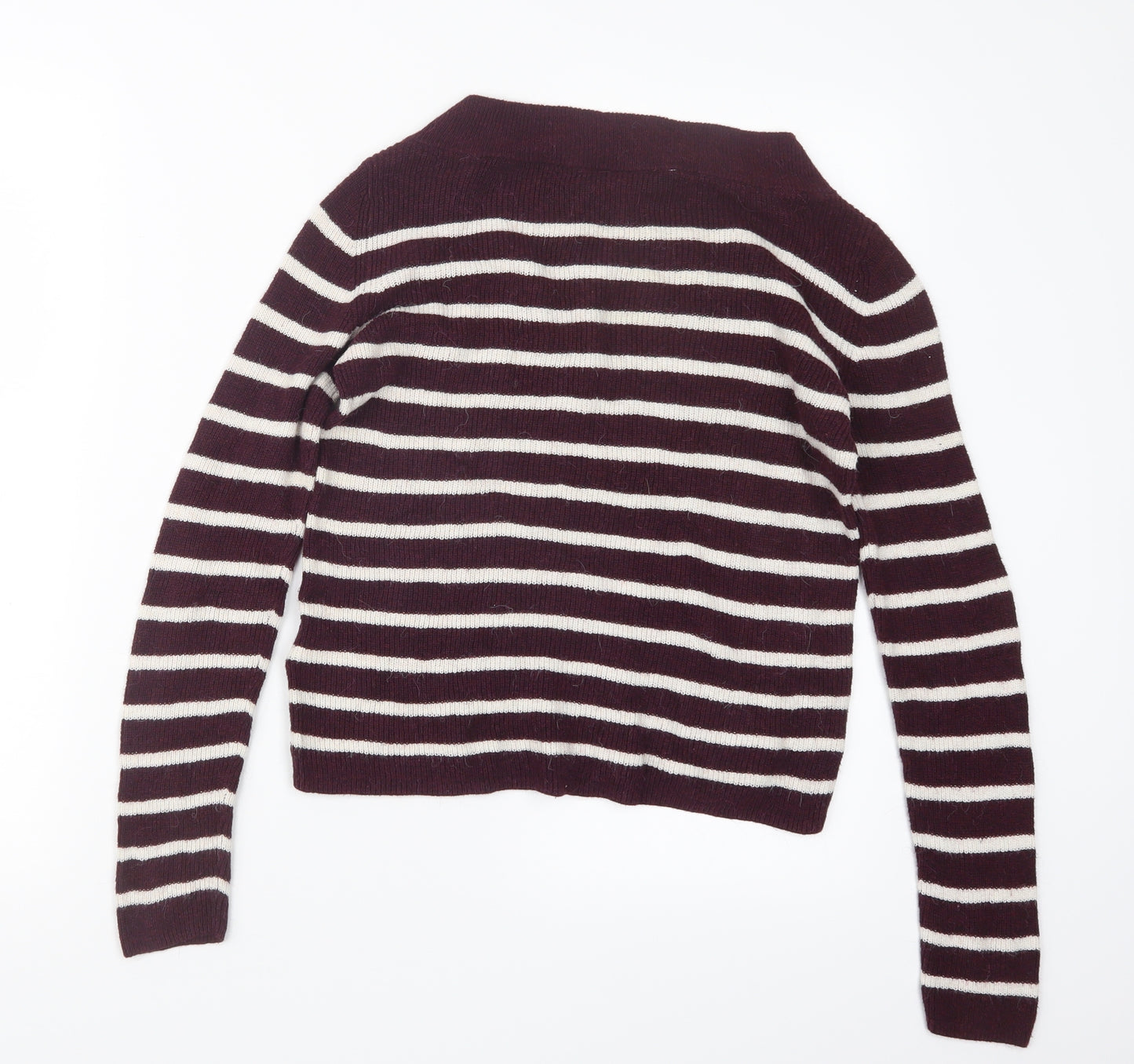 H&M Womens White Striped Knit Pullover Jumper Size S