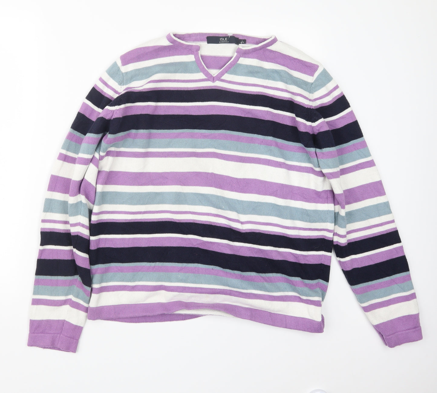 EWM Womens Purple Striped Knit Pullover Jumper Size 18