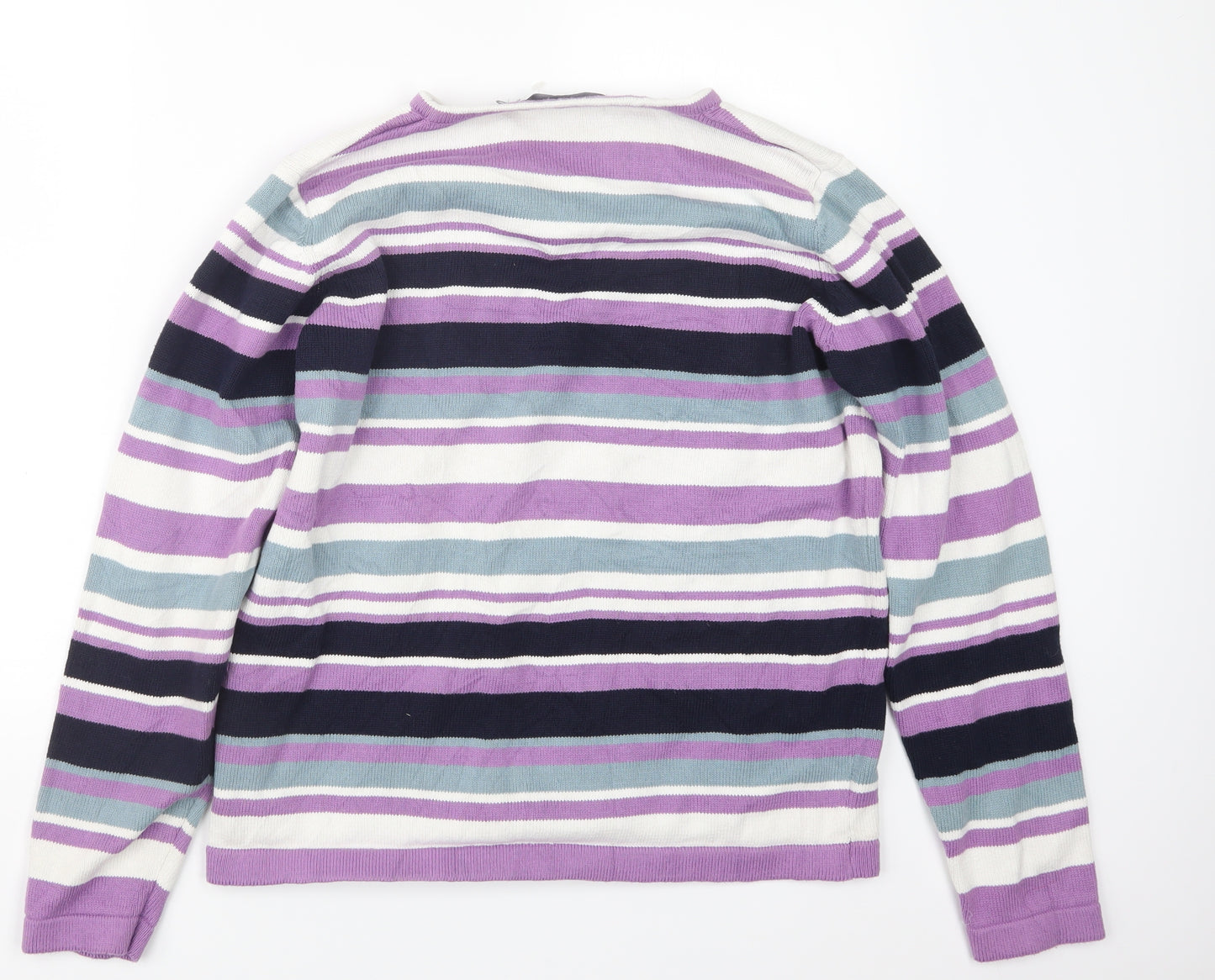 EWM Womens Purple Striped Knit Pullover Jumper Size 18