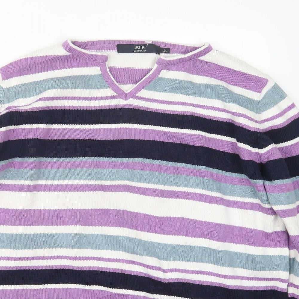 EWM Womens Purple Striped Knit Pullover Jumper Size 18