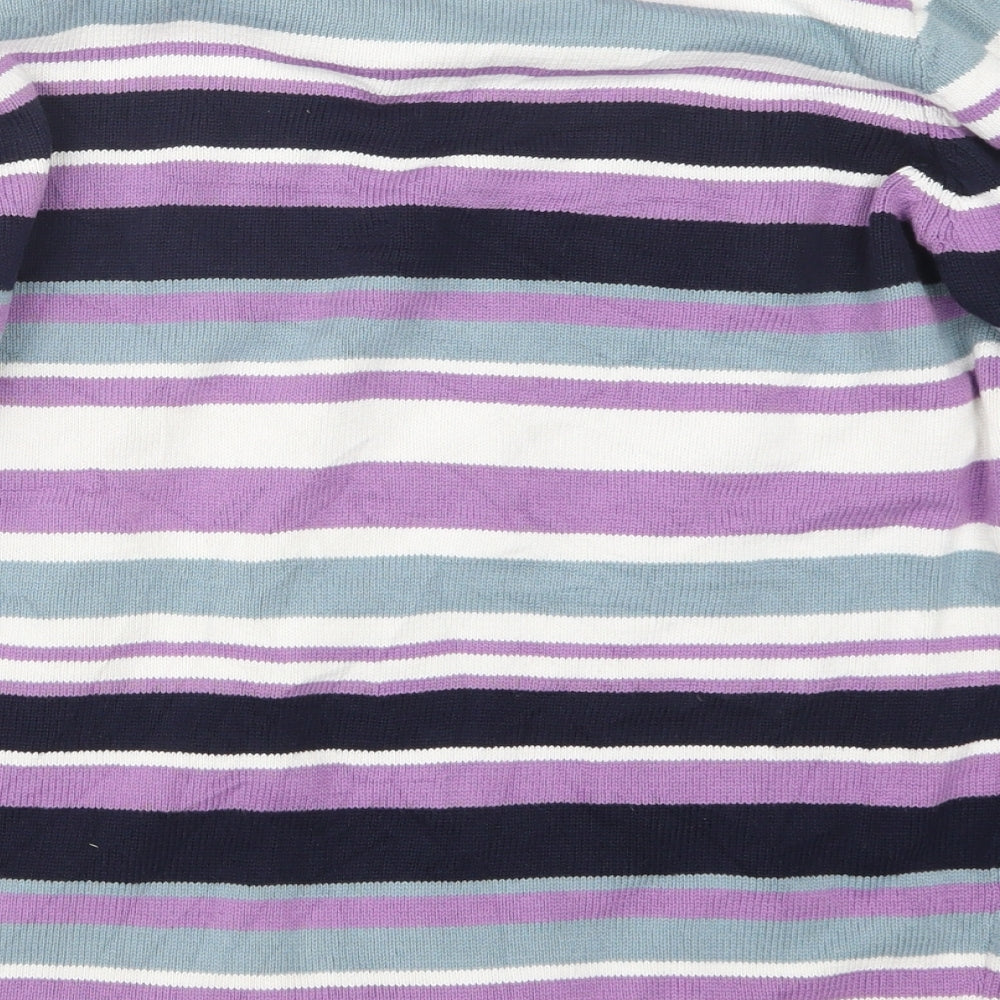 EWM Womens Purple Striped Knit Pullover Jumper Size 18