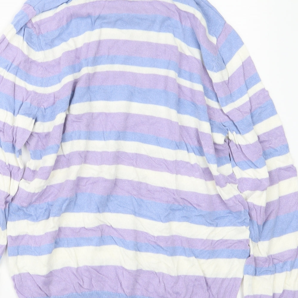Marks and Spencer Womens Blue Striped Knit Pullover Jumper Size 10