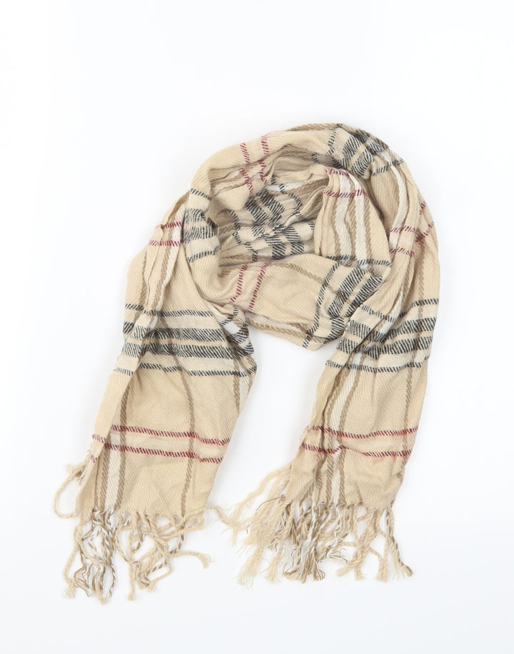 Preworn Womens Beige Check Knit  Scarf