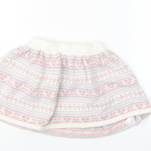 Preworn Girls Pink Geometric Knit A-Line Skirt Size 3-4 Years