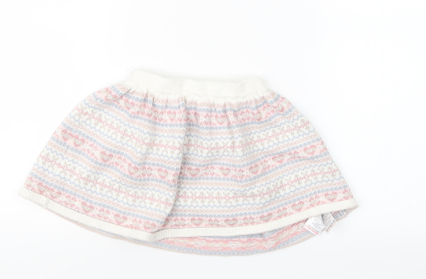 Preworn Girls Pink Geometric Knit A-Line Skirt Size 3-4 Years