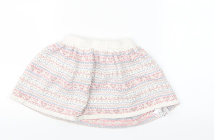 Preworn Girls Pink Geometric Knit A-Line Skirt Size 3-4 Years