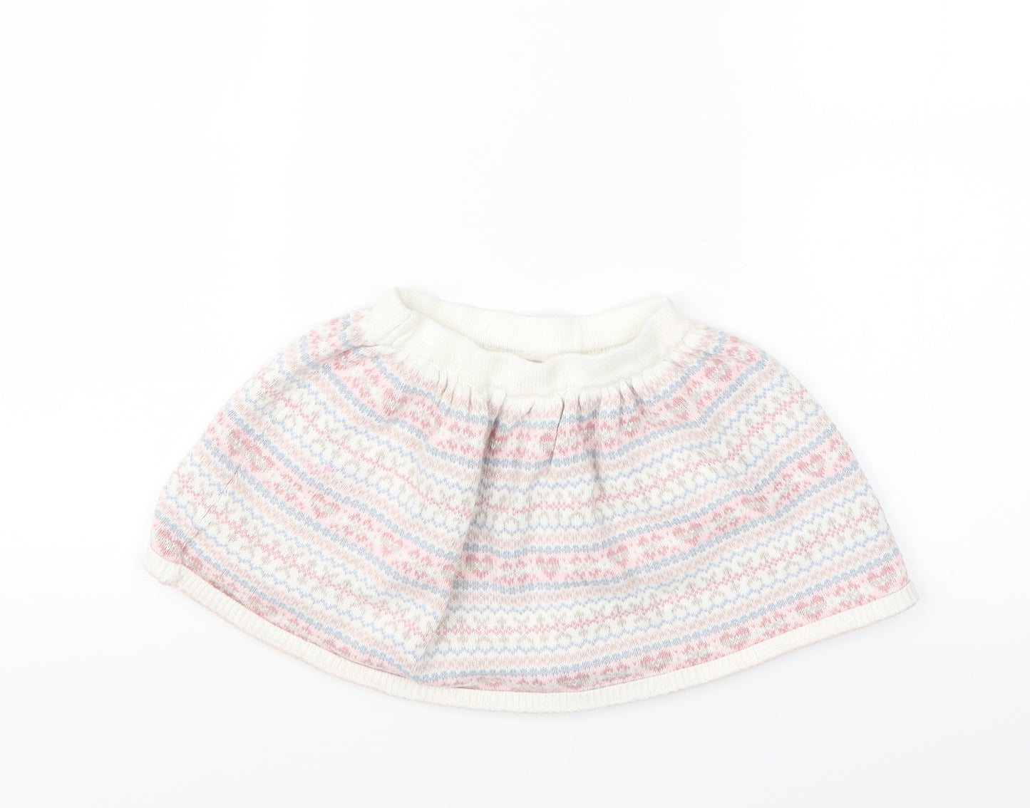Preworn Girls Pink Geometric Knit A-Line Skirt Size 3-4 Years