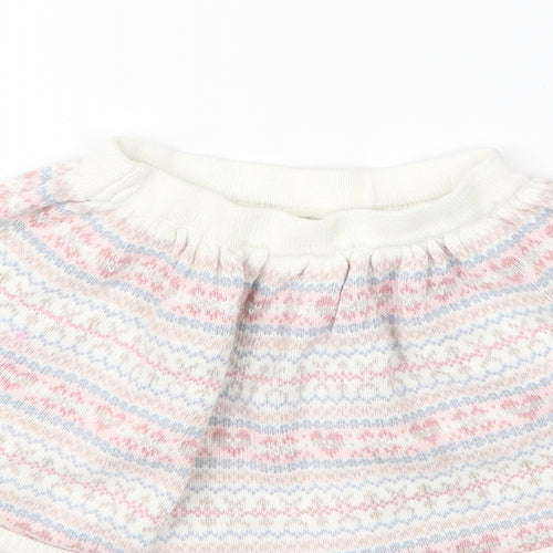 Preworn Girls Pink Geometric Knit A-Line Skirt Size 3-4 Years