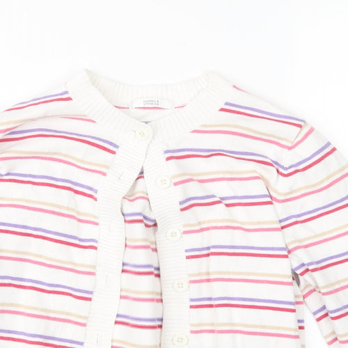 Marks and Spencer Womens Red Striped Knit Cardigan Jumper Size 14