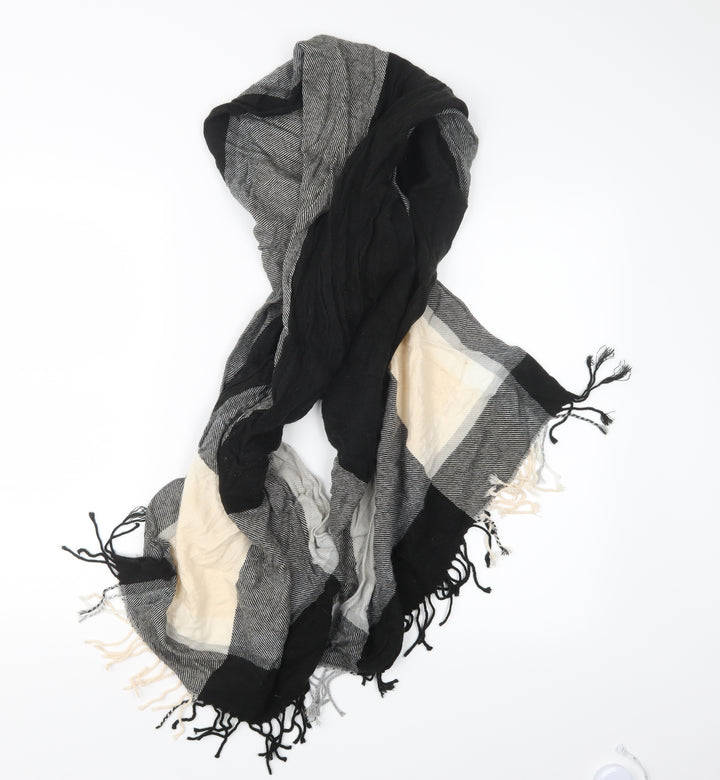 Preworn Womens Black Check Knit Scarf