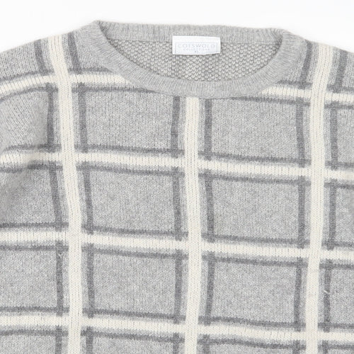 COSTWOLD COLLECTIONS Womens Grey Check Knit Pullover Jumper Size XL