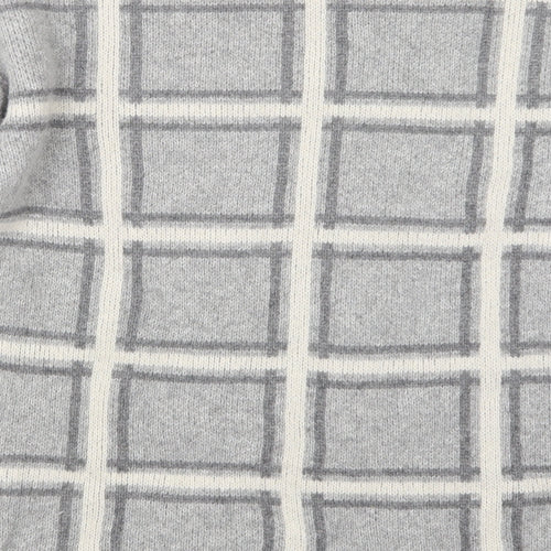 COSTWOLD COLLECTIONS Womens Grey Check Knit Pullover Jumper Size XL