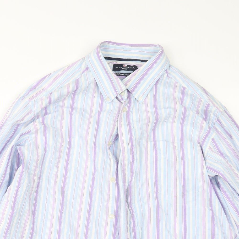Blue Harbour Mens Purple Striped   Button-Up Size L