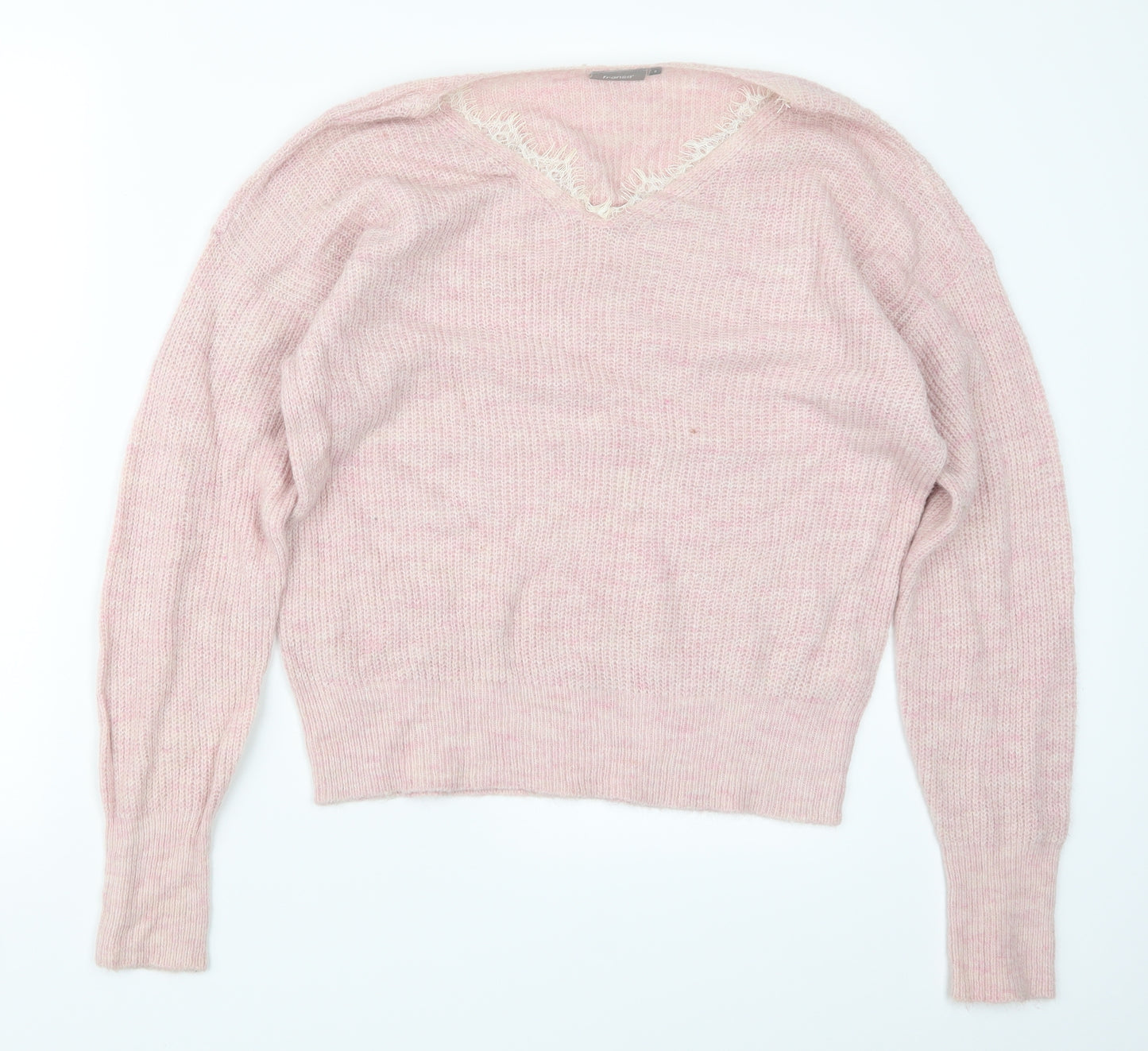 Fransa Womens Pink  Knit Pullover Jumper Size S