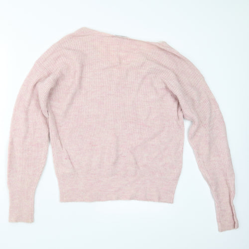 Fransa Womens Pink  Knit Pullover Jumper Size S