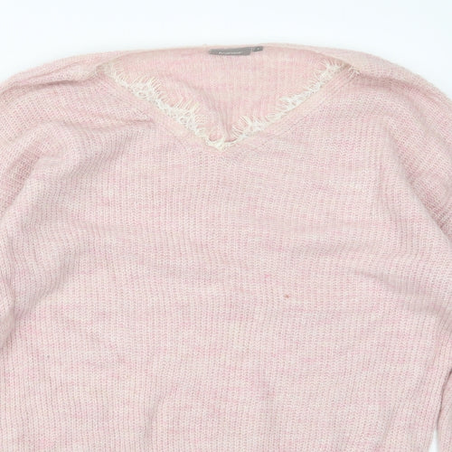 Fransa Womens Pink  Knit Pullover Jumper Size S