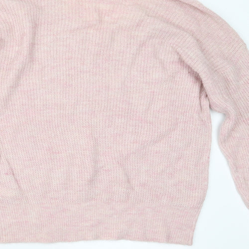 Fransa Womens Pink  Knit Pullover Jumper Size S