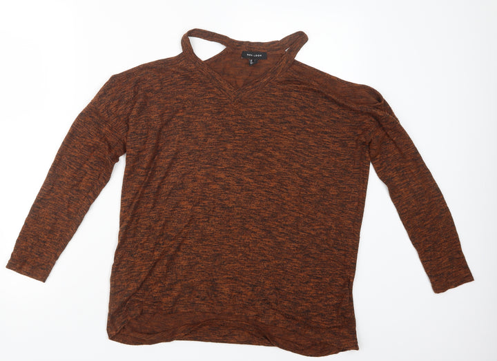 New Look Womens Brown   Basic T-Shirt Size S  - Open Shoulders