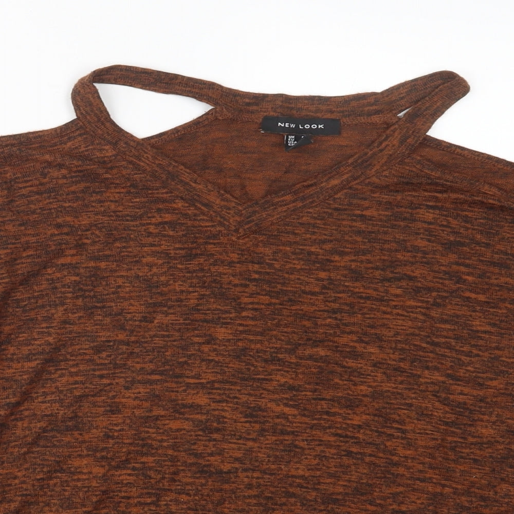 New Look Womens Brown   Basic T-Shirt Size S  - Open Shoulders