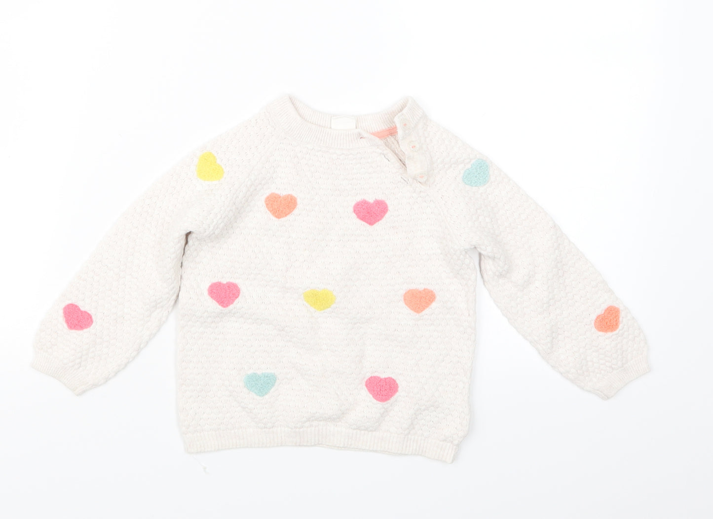 H&M Girls White  Knit Pullover Jumper Size 12-18 Months